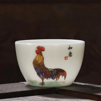 2tk/komplekt Suet Jade portselanist teetassid kukemuster Master Cup Kungfu teekauss 60ml kööginõud Traditsiooniline käsitöö