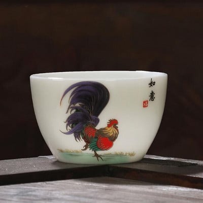 2tk/komplekt Suet Jade portselanist teetassid kukemuster Master Cup Kungfu teekauss 60ml kööginõud Traditsiooniline käsitöö