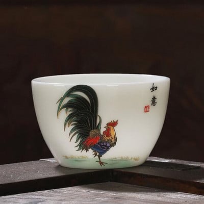 2tk/komplekt Suet Jade portselanist teetassid kukemuster Master Cup Kungfu teekauss 60ml kööginõud Traditsiooniline käsitöö