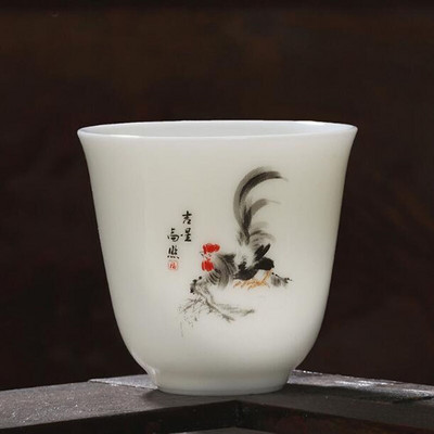 2tk/komplekt Suet Jade portselanist teetassid kukemuster Master Cup Kungfu teekauss 60ml kööginõud Traditsiooniline käsitöö