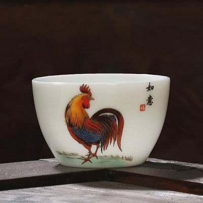 2tk/komplekt Suet Jade portselanist teetassid kukemuster Master Cup Kungfu teekauss 60ml kööginõud Traditsiooniline käsitöö