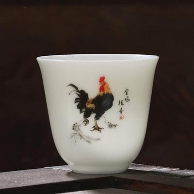 2tk/komplekt Suet Jade portselanist teetassid kukemuster Master Cup Kungfu teekauss 60ml kööginõud Traditsiooniline käsitöö