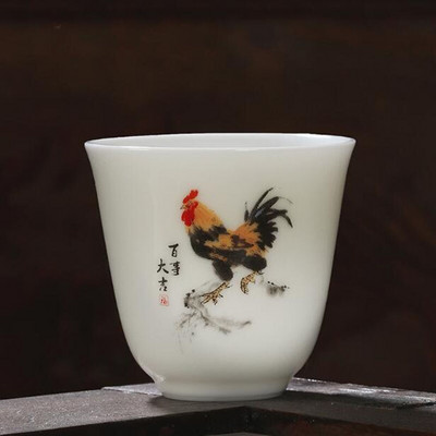 2tk/komplekt Suet Jade portselanist teetassid kukemuster Master Cup Kungfu teekauss 60ml kööginõud Traditsiooniline käsitöö