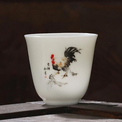 2tk/komplekt Suet Jade portselanist teetassid kukemuster Master Cup Kungfu teekauss 60ml kööginõud Traditsiooniline käsitöö
