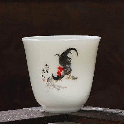 2tk/komplekt Suet Jade portselanist teetassid kukemuster Master Cup Kungfu teekauss 60ml kööginõud Traditsiooniline käsitöö