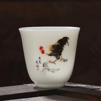 2tk/komplekt Suet Jade portselanist teetassid kukemuster Master Cup Kungfu teekauss 60ml kööginõud Traditsiooniline käsitöö