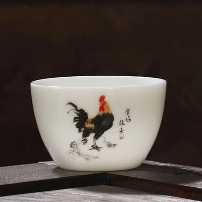 2tk/komplekt Suet Jade portselanist teetassid kukemuster Master Cup Kungfu teekauss 60ml kööginõud Traditsiooniline käsitöö
