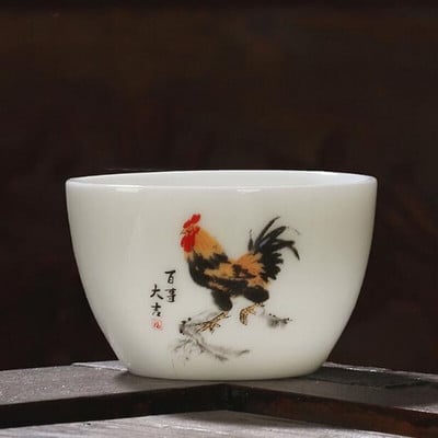 2tk/komplekt Suet Jade portselanist teetassid kukemuster Master Cup Kungfu teekauss 60ml kööginõud Traditsiooniline käsitöö