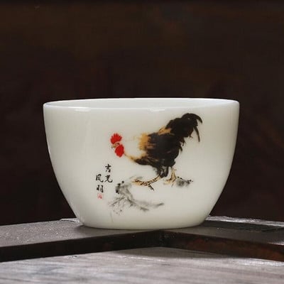 2tk/komplekt Suet Jade portselanist teetassid kukemuster Master Cup Kungfu teekauss 60ml kööginõud Traditsiooniline käsitöö
