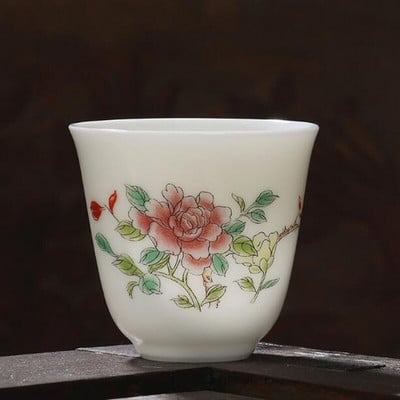 2tk/komplekt Suet Jade portselanist teetassid kukemuster Master Cup Kungfu teekauss 60ml kööginõud Traditsiooniline käsitöö
