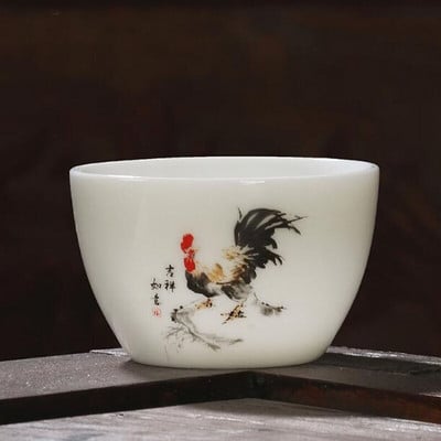 2tk/komplekt Suet Jade portselanist teetassid kukemuster Master Cup Kungfu teekauss 60ml kööginõud Traditsiooniline käsitöö
