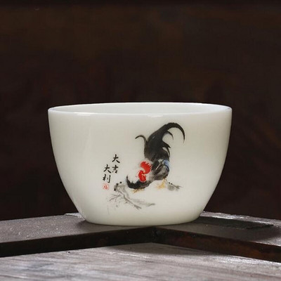 2tk/komplekt Suet Jade portselanist teetassid kukemuster Master Cup Kungfu teekauss 60ml kööginõud Traditsiooniline käsitöö