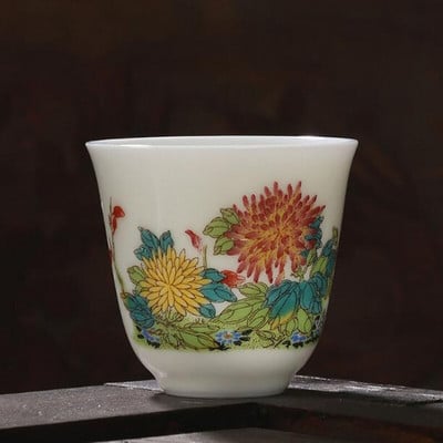 2tk/komplekt Suet Jade portselanist teetassid kukemuster Master Cup Kungfu teekauss 60ml kööginõud Traditsiooniline käsitöö