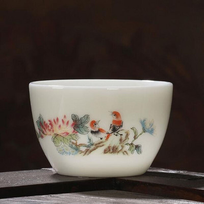 2tk/komplekt Suet Jade portselanist teetassid kukemuster Master Cup Kungfu teekauss 60ml kööginõud Traditsiooniline käsitöö