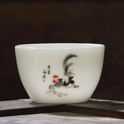 2tk/komplekt Suet Jade portselanist teetassid kukemuster Master Cup Kungfu teekauss 60ml kööginõud Traditsiooniline käsitöö