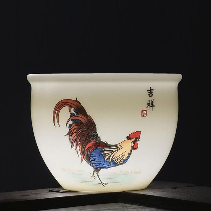 2 ks/sada porcelánových čajových šálok Suet Jade s vzorom kohúta, majstrovská šálka, kung-fu čajová miska 60 ml, kuchynský riad, tradičné remeslá