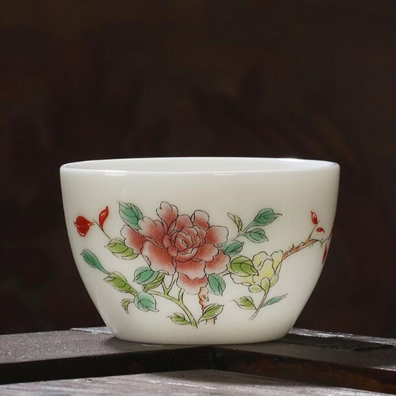 2 ks/sada porcelánových čajových šálok Suet Jade s vzorom kohúta, majstrovská šálka, kung-fu čajová miska 60 ml, kuchynský riad, tradičné remeslá
