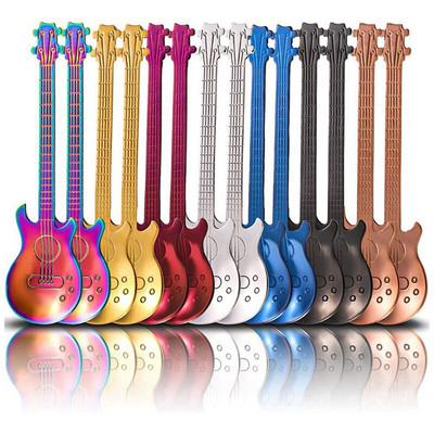 14 kusov gitarových kávových lyžičiek, malá lyžička, kreatívne espresso lyžičky na dezert, zmrzlinu, čaj, miešanie, mixovanie