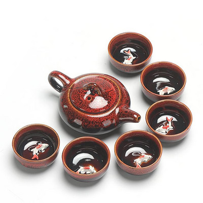 Set chinezesc Ceainic cu glazură din ceramică Ceainic de porțelan Ceai portabile de ceai Ceremonia de ceai Seturi de ceainic Cadou pentru prieten