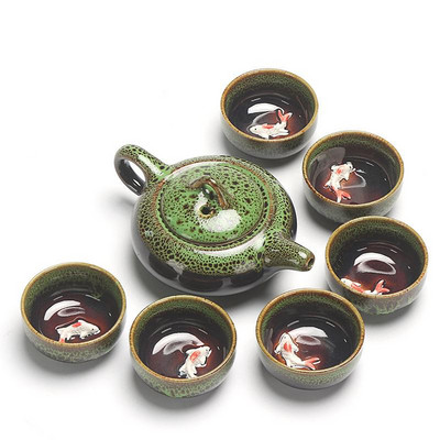Set chinezesc Ceainic cu glazură din ceramică Ceainic de porțelan Ceai portabile de ceai Ceremonia de ceai Seturi de ceainic Cadou pentru prieten
