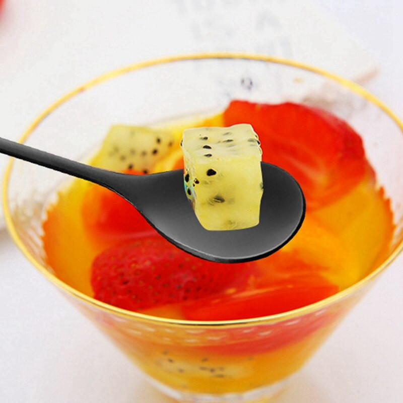 Set linguri de cafea Linguri espresso pentru desert ceai lingura de amestecare si amestecare din otel inoxidabil - set de 16 linguri de frunze negre