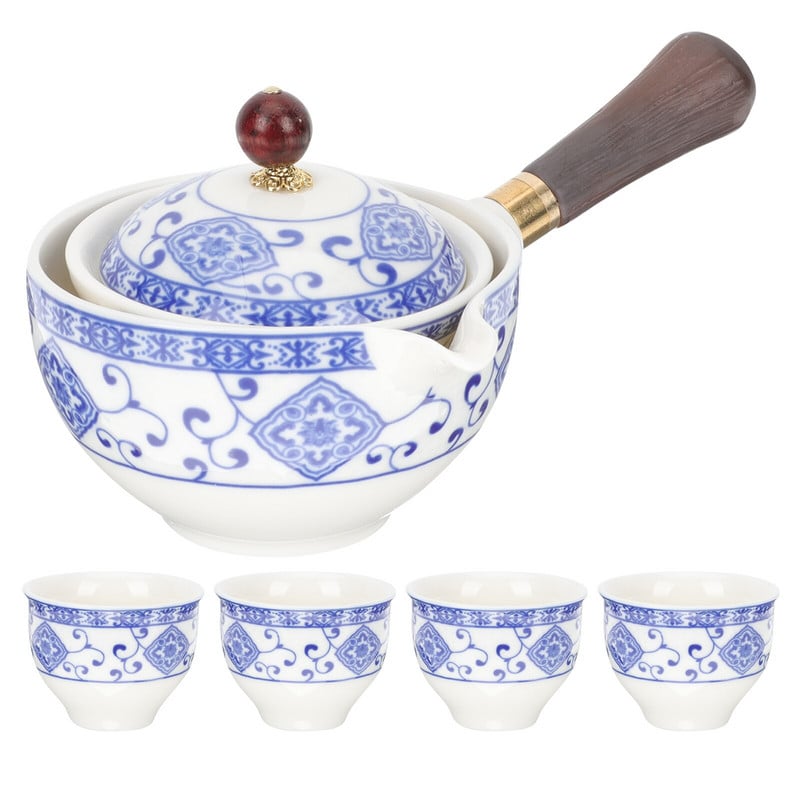 Čajová súprava, keramická čínska kanvica na čaj, porcelánová kanvica Fu Kung, malá čajová súprava Kungfu, 360 stupňová rotácia Gongfuloose
