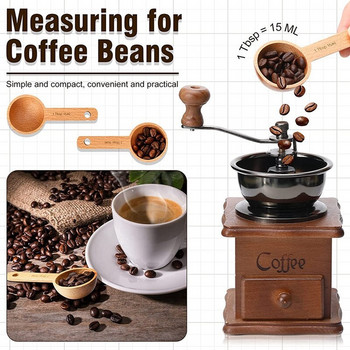 4 части лъжица за кафе дървена лъжичка за кафе лъжичка за измерване на кафе на зърна чай домашни кухненски аксесоари, 15 мл търговия на дребно