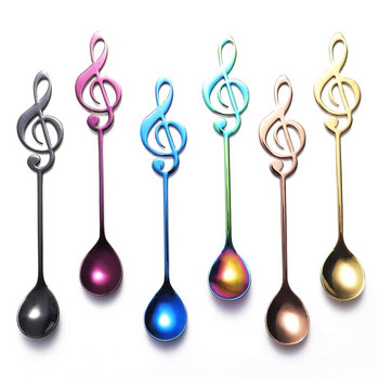 Κουτάλια για νότες μουσικής 6 συσκευασιών Δημιουργικά χαριτωμένα κουταλάκια του γλυκού 18/10 από ανοξείδωτο ατσάλι Προσωπικό με μουσική σημειογραφία Κουτάλια καφέ σε σχήμα