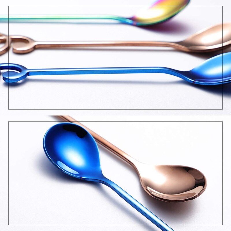 Hangjegykanalak 6 csomagos kreatív, aranyos teáskanál 18/10 rozsdamentes acél bot Hangjegyzet alakú kávéskanál