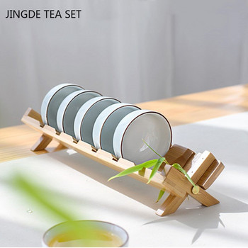 Комплект чаши за чай с китайски селадон Творческа керамична чаша за чай Gaiwan Пътуване Преносими прибори за чай Традиция Ръчно изработени аксесоари за чаена церемония