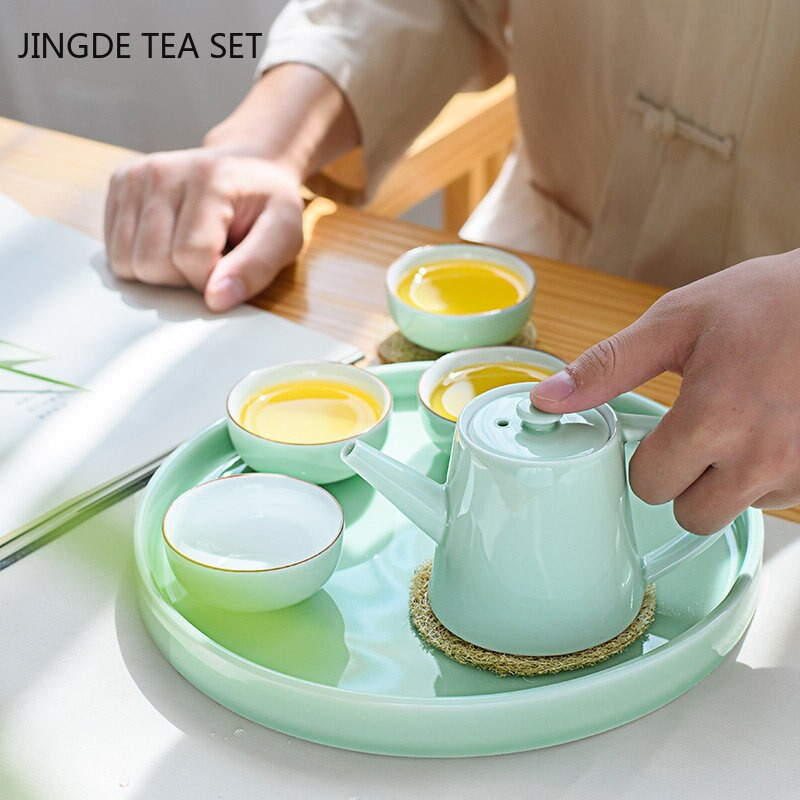 Kineski komplet šalica za čaj od celadona, kreativna keramička gaiwan šalica za čaj, putna prijenosna posuda za čaj, tradicija, ručno izrađeni dodaci za ceremoniju čaja