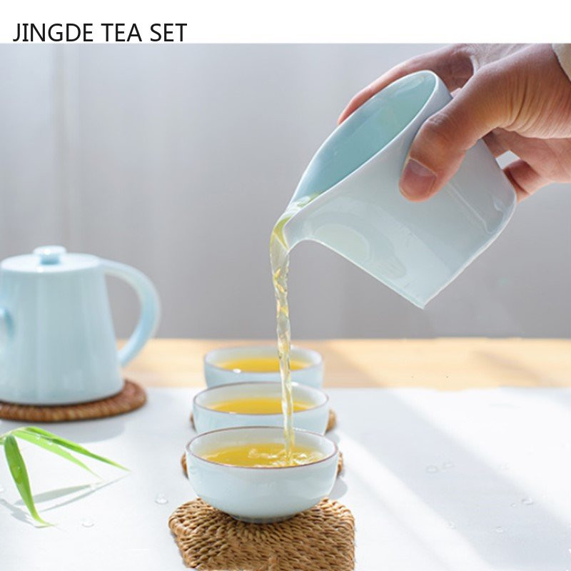 Kineski komplet šalica za čaj od celadona, kreativna keramička gaiwan šalica za čaj, putna prijenosna posuda za čaj, tradicija, ručno izrađeni dodaci za ceremoniju čaja
