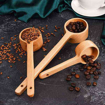 Ξύλινο κουταλάκι τσαγιού 3 μεγεθών Μεζούρα καφέ με μακριά λαβή, για αλεσμένους κόκκους Τσάι Αλάτι Καρύκευμα Ζάχαρη Μπαχαρικό, 6 τμχ