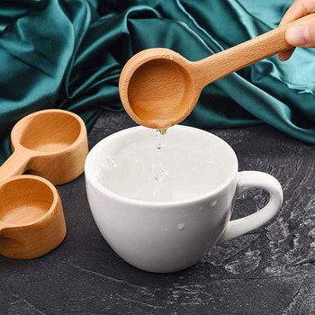 3 размера дървена чаена лъжица с дълга дръжка, лъжица за кафе, мерителна лъжица, за смлени зърна, чай, сол, подправка, захар, подправка, 6 бр.