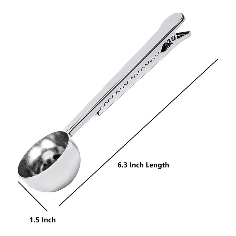 2 buc clemă pentru linguriță de cafea 2 în 1 lingură de măsurat cafea din oțel inoxidabil clemă cu mâner lung cu clemă pentru cafea măcinată ceai