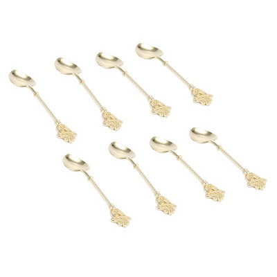 8Pcs / Vintage zlatne žlice od legure kave, sladoled, desertne žlice, kraljevski stil, retro štapići, žlice za kavu, čajne žličice, kuhinjski alati