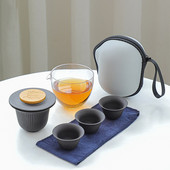 Japonská čajová súprava Kung Fu, cestovná súprava na čaj, prenosná čajová kanvica s fialovým pieskom, porcelánová čajová súprava Gaiwan, šálky na čaj, čajový nástroj