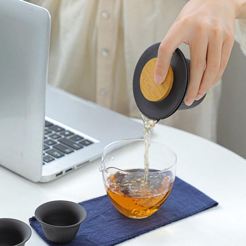 Japonská čajová súprava Kung Fu, cestovná súprava na čaj, prenosná čajová kanvica s fialovým pieskom, porcelánová čajová súprava Gaiwan, šálky na čaj, čajový nástroj