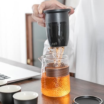 Пътуващ керамичен сервиз за чай Преносими комплекти за чай с чанта за носене Чайник Чаша за чай Творчески подарък Ръчна тенджера Чаши за чай за офис