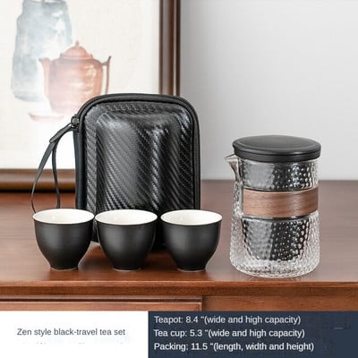 Hordozható utazó kerámia teáskészlet Teáskészletek hordtáskával teáskanna teáscsészével Kreatív ajándék kézi csésze teáscsészék irodába