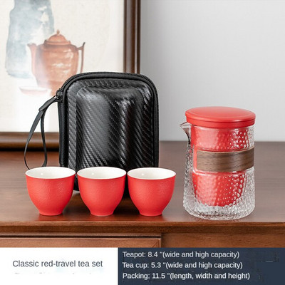 Hordozható utazó kerámia teáskészlet Teáskészletek hordtáskával teáskanna teáscsészével Kreatív ajándék kézi csésze teáscsészék irodába