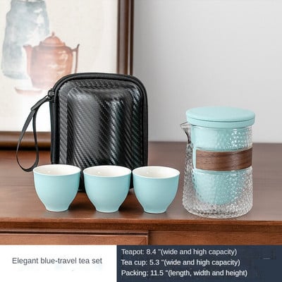 Hordozható utazó kerámia teáskészlet Teáskészletek hordtáskával teáskanna teáscsészével Kreatív ajándék kézi csésze teáscsészék irodába