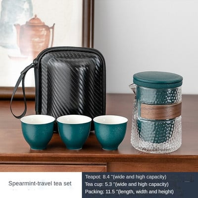 Hordozható utazó kerámia teáskészlet Teáskészletek hordtáskával teáskanna teáscsészével Kreatív ajándék kézi csésze teáscsészék irodába