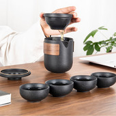 Keramická porcelánová čajová súprava Kung Fu, čajová kanvica a sada šálok, cestovná čajová súprava, prenosná, jedna kanvica a štyri šálky, kreatívny darček