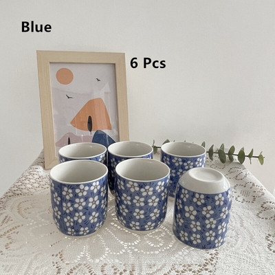 Cutelife Mielas mėlynų gėlių keramikinis kavos arbatos indas su rankena Karščiui atsparus Kinijos arbatos rinkinys Porcelianinis popietės arbatos puoduko rinkinys