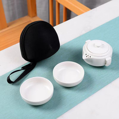 Set za putni čaj od bijelog porculana visoke kvalitete 1 čajnik 2 šalice za čaj Vanjske šalice za posuđe za čaj Puer šalice za čaj i set tanjurića Set šalica za kavu