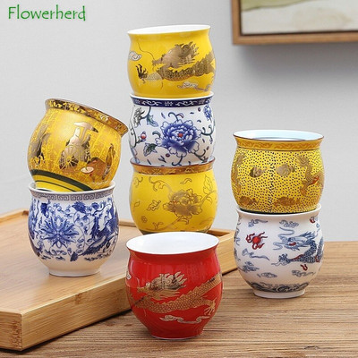 Set de ceai Veselă de ceai Porțelan din ceramică Ceai, cafea, ceașcă Yerba Mate, vase de băutură, set de căni de ceai Kung Fu, cu două straturi izolatoare cu apă