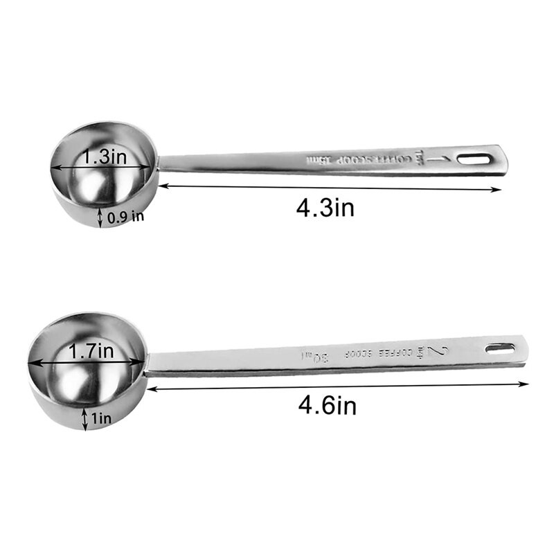 2 db kávéskanál rozsdamentes acél mérőpohár kávéskanál készlet 1 evőkanál és 2 evőkanál