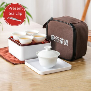 Kineski keramički set za čaj Putni Kung Fu čajni porculanski prijenosni bijeli pribor za čaj Gaiwan šalica Čajnik Posude Ceremonija čaja
