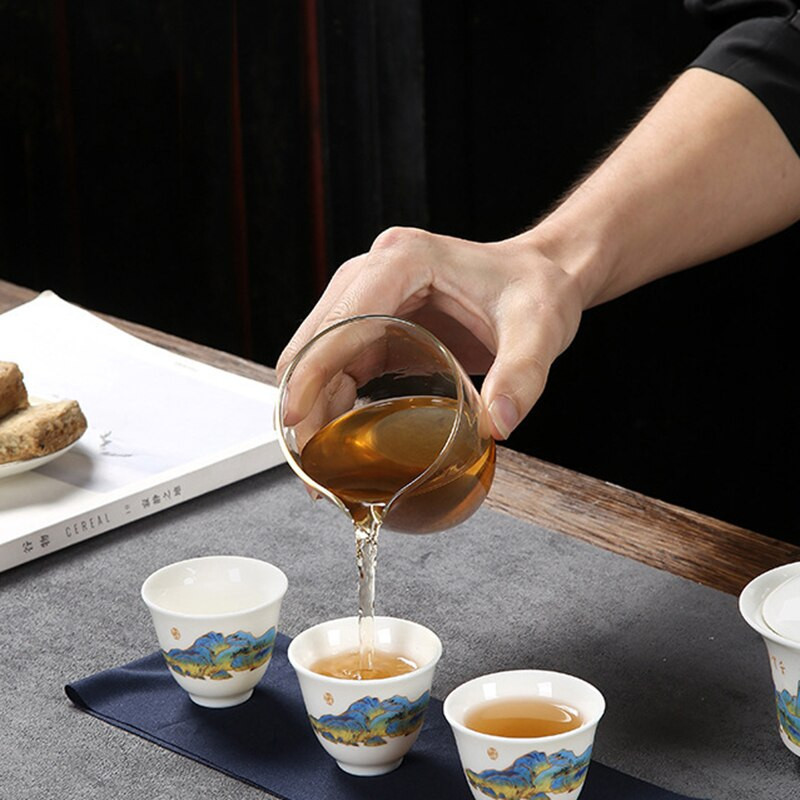 Keramické čajníky s 3 šálkami čaju, porcelánová súprava Gaiwan Kung Fu, prenosný čajový riad, cestovná čajová súprava, darčekový riad